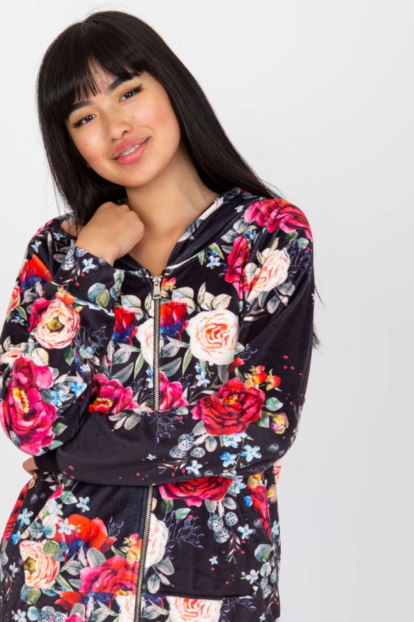 Black Sweatshirt in Sweatshirts For Women with Spandex and Viscose