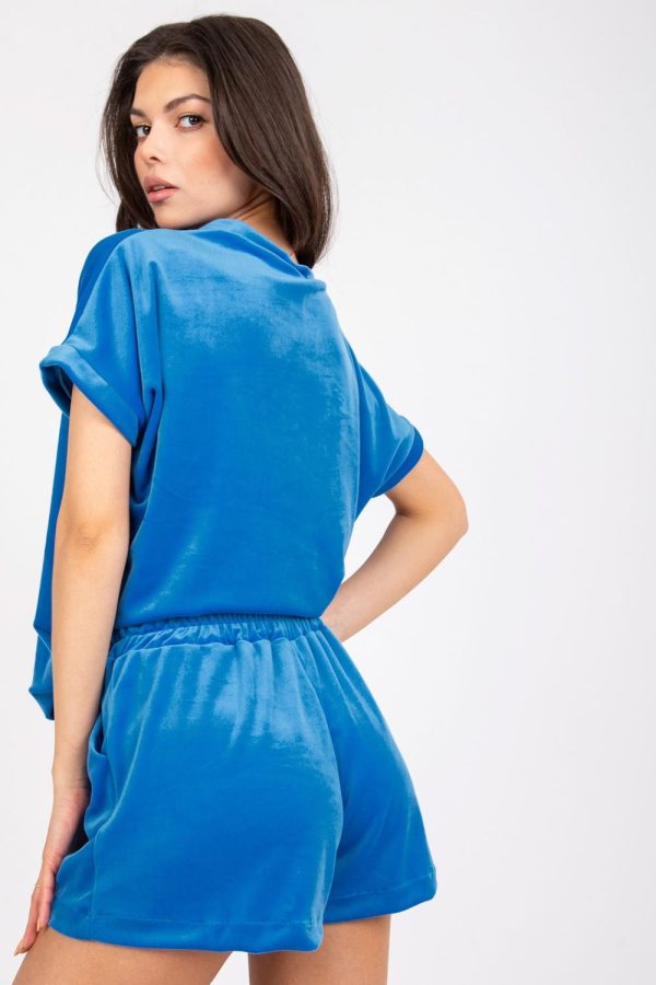 Blue Set in Pants, Trousers, Shorts with Cotton and Spandex