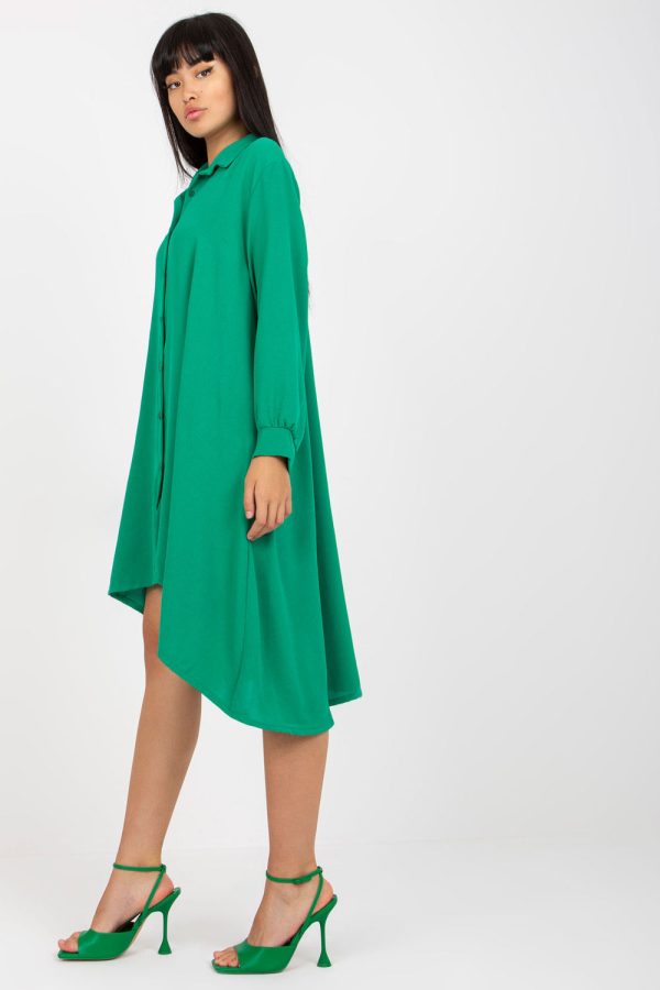Green Daydress in Day Dresses with Spandex and Polyester