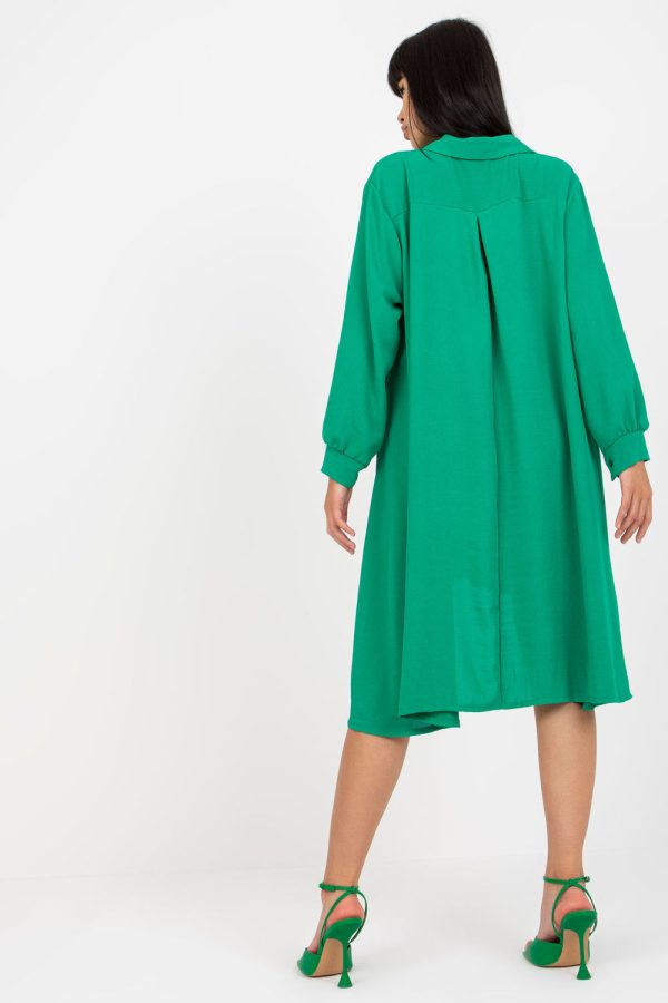 Green Daydress in Day Dresses with Spandex and Polyester