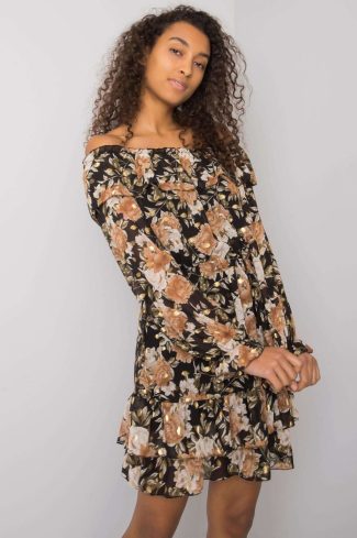 Beige Daydress in Day Dresses with Spandex, Polyester and Viscose