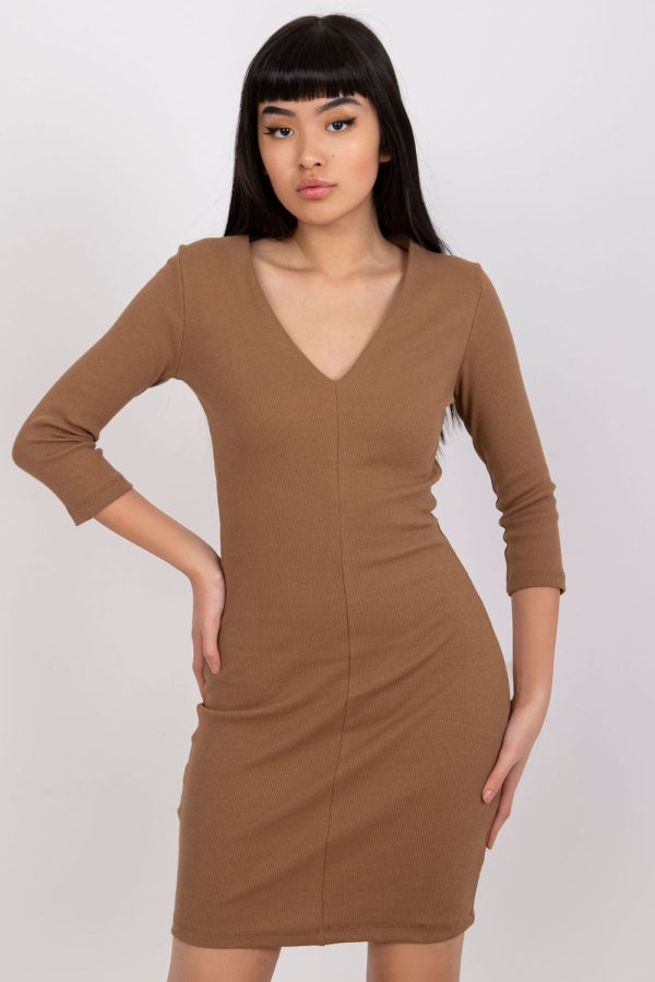 Brown Daydress in Day Dresses with Cotton and Spandex