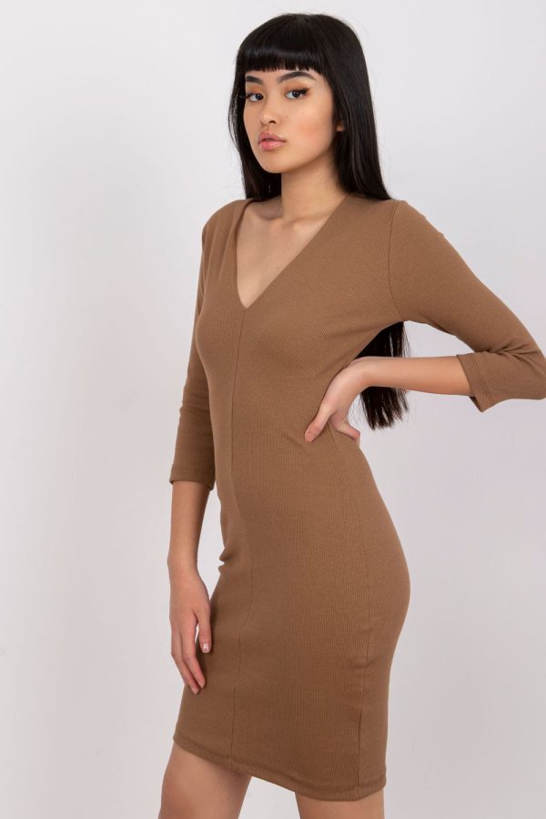 Brown Daydress in Day Dresses with Cotton and Spandex