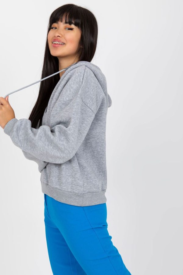 Grey Sweatshirt in Sweatshirts For Women with Cotton and Spandex