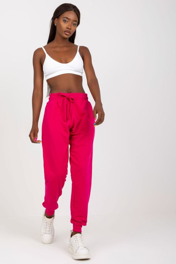 Pink Tracksuit Trousers in Women`s Tracksuit Bottoms, Sports Pants with Cotton and Viscose