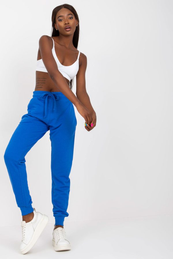 Blue Tracksuit Trousers in Women`s Tracksuit Bottoms, Sports Pants with Cotton and Viscose