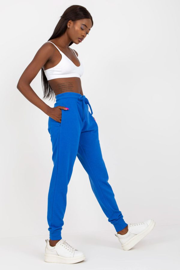 Blue Tracksuit Trousers in Women`s Tracksuit Bottoms, Sports Pants with Cotton and Viscose
