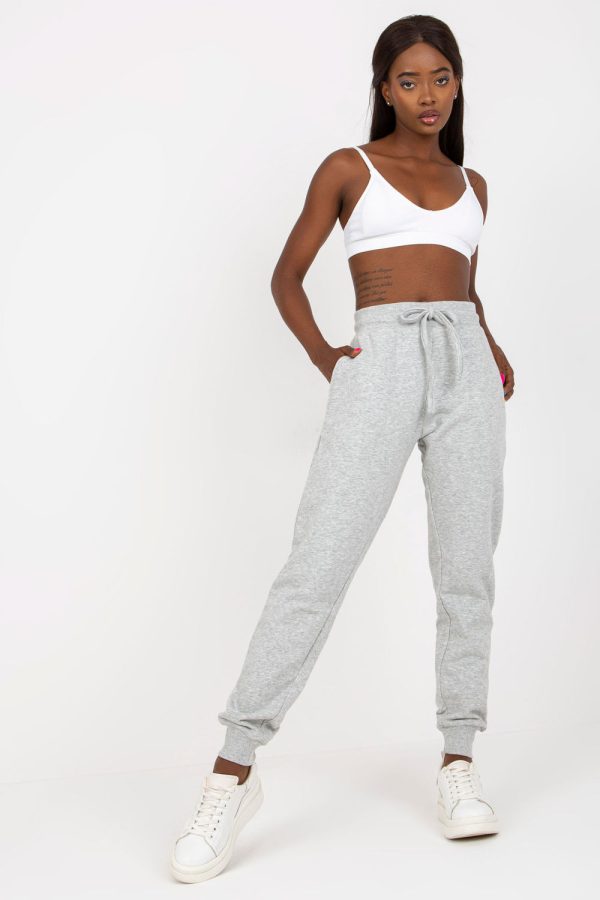 Grey Tracksuit Trousers in Women`s Tracksuit Bottoms, Sports Pants with Cotton and Viscose