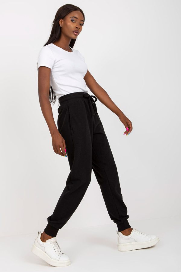 Black Tracksuit Trousers in Women`s Tracksuit Bottoms, Sports Pants with Cotton and Viscose