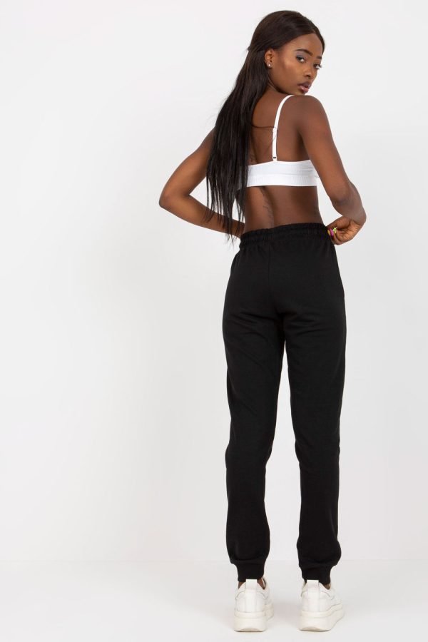Black Tracksuit Trousers in Women`s Tracksuit Bottoms, Sports Pants with Cotton and Polyester