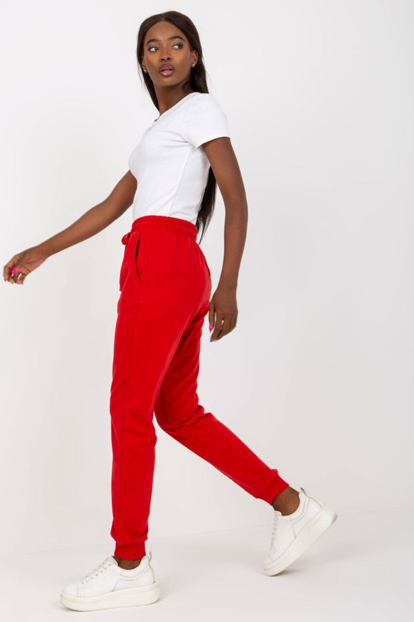 Red Tracksuit Trousers in Women`s Tracksuit Bottoms, Sports Pants with Cotton and Polyester