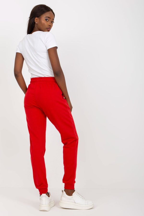 Red Tracksuit Trousers in Women`s Tracksuit Bottoms, Sports Pants with Cotton and Polyester