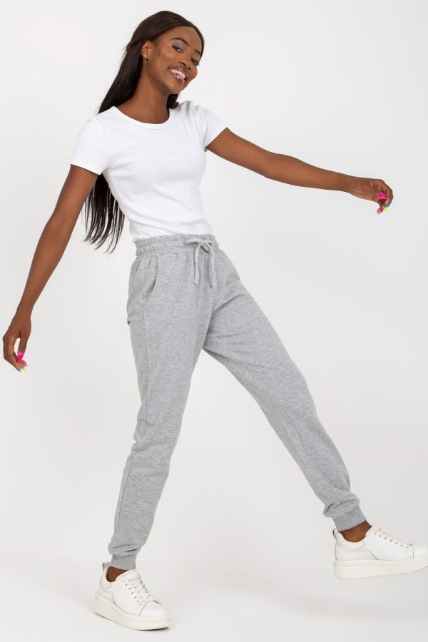 Grey Tracksuit Trousers in Women`s Tracksuit Bottoms, Sports Pants with Cotton and Polyester