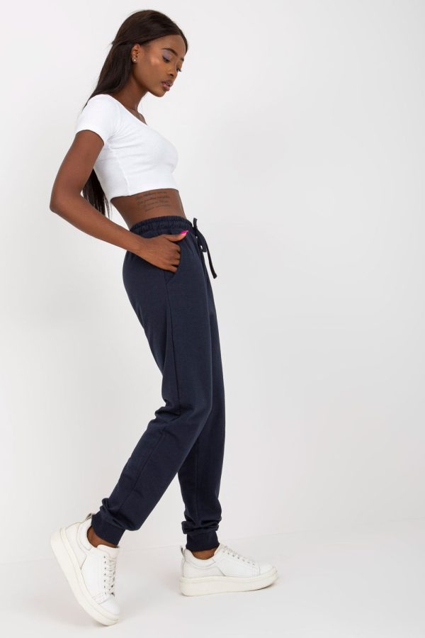 Navy Blue Tracksuit Trousers in Women`s Tracksuit Bottoms, Sports Pants with Cotton and Polyester