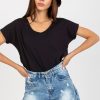 Black T-shirt in Women`s Tops, T-shirts, Singlets with Cotton and Spandex