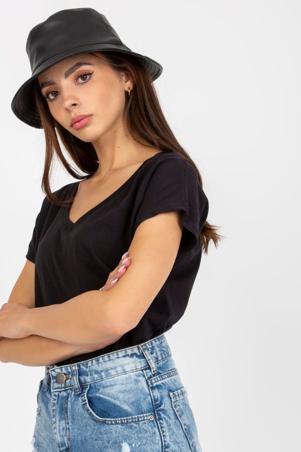 Black T-shirt in Women`s Tops, T-shirts, Singlets with Cotton and Spandex