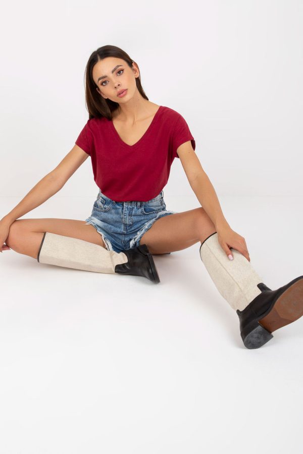 Red T-shirt in Women`s Tops, T-shirts, Singlets with Cotton and Spandex