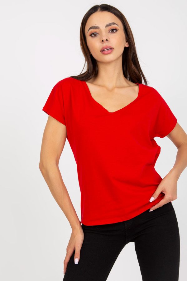 Red T-shirt in Women`s Tops, T-shirts, Singlets with Cotton and Spandex