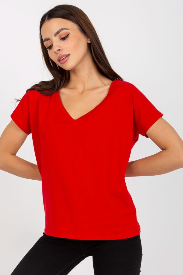 Red T-shirt in Women`s Tops, T-shirts, Singlets with Cotton and Spandex