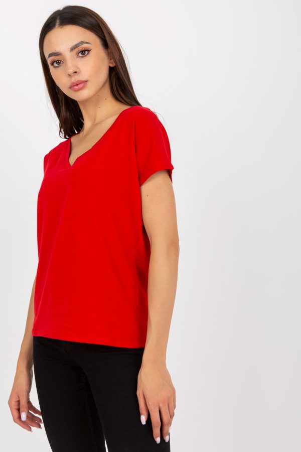 Red T-shirt in Women`s Tops, T-shirts, Singlets with Cotton and Spandex
