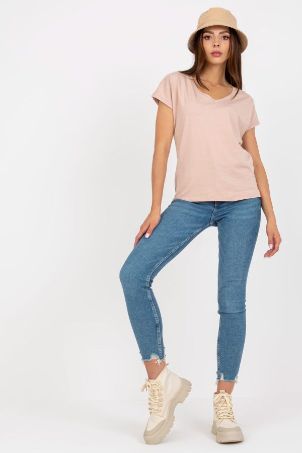 Beige T-shirt in Women`s Tops, T-shirts, Singlets with Cotton and Spandex