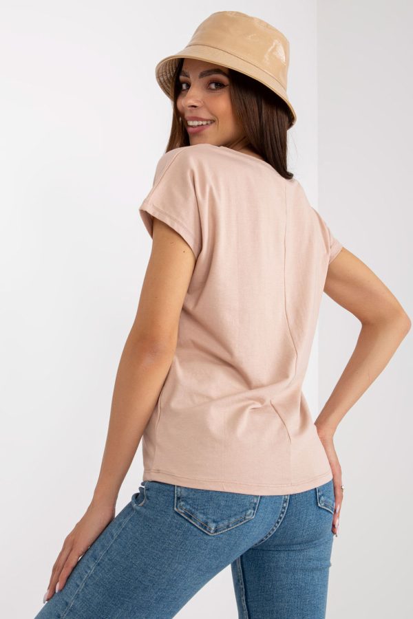 Beige T-shirt in Women`s Tops, T-shirts, Singlets with Cotton and Spandex