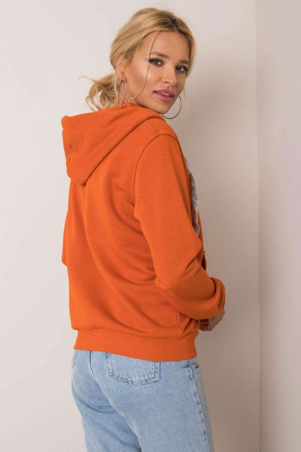 Orange Sweatshirt in Cotton and Spandex .