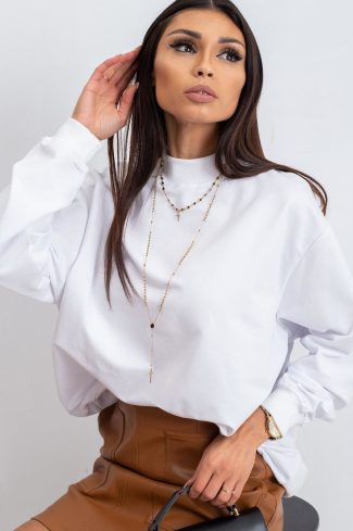 White Sweatshirt in Sweatshirts For Women with Cotton and Spandex