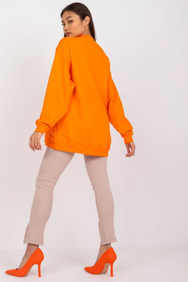 Orange Sweatshirt in Sweatshirts For Women with Cotton and Spandex