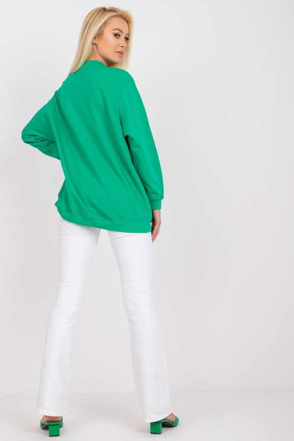 Green Sweatshirt in Sweatshirts For Women with Cotton and Spandex