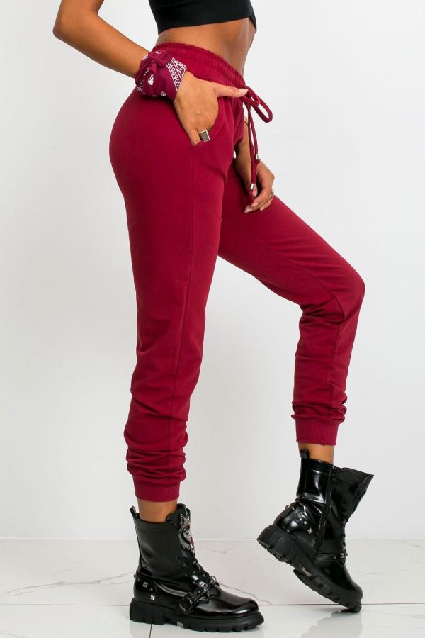 Red Tracksuit Trousers in Women`s Tracksuit Bottoms, Sports Pants with Cotton and Spandex