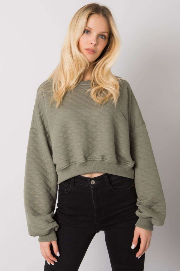 Green Sweatshirt in Cotton and Spandex ..