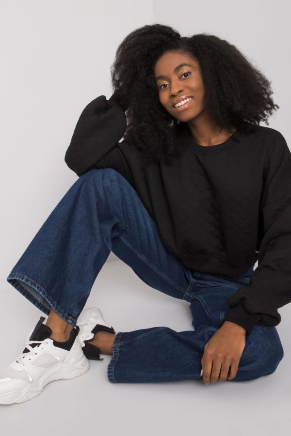 Black Sweatshirt in Cotton and Spandex ..