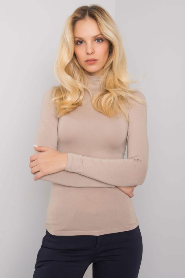 Beige Turtleneck in Sweaters, Pullovers, Jumpers, Turtlenecks, Boleros, Shrugs with Spandex and Viscose