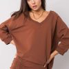Brown Sweatshirt in Sweatshirts For Women with Cotton and Spandex