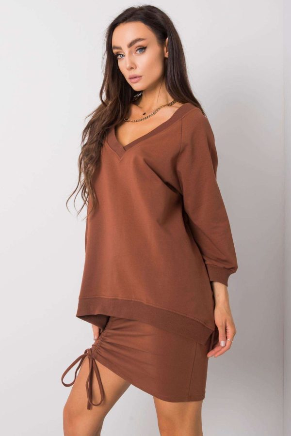 Brown Sweatshirt in Sweatshirts For Women with Cotton and Spandex