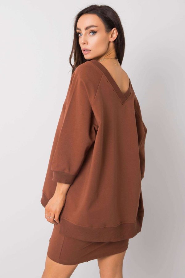 Brown Sweatshirt in Sweatshirts For Women with Cotton and Spandex