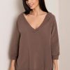 Brown Sweatshirt in Sweatshirts For Women with Cotton and Spandex