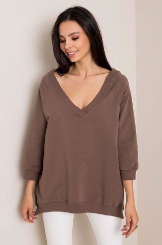Brown Sweatshirt in Sweatshirts For Women with Cotton and Spandex