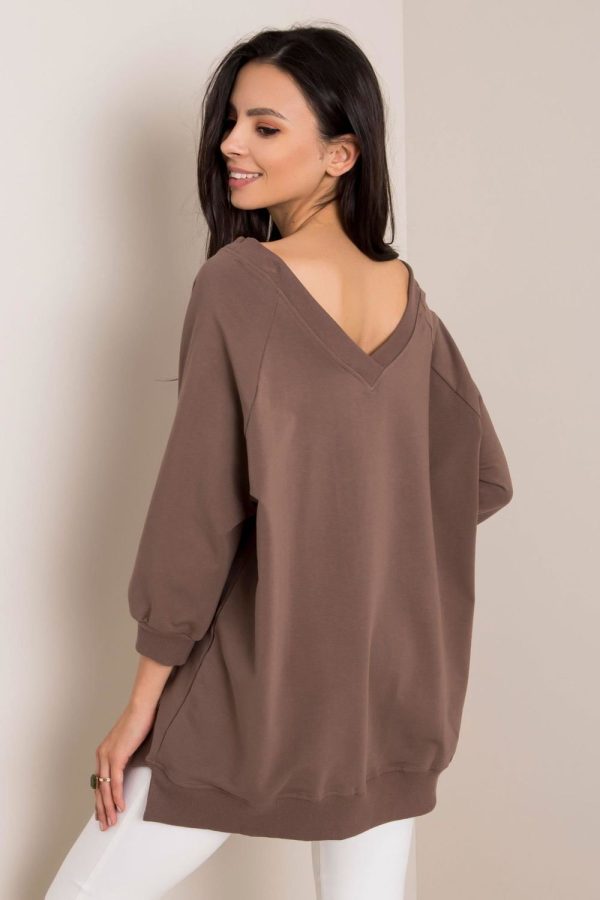 Brown Sweatshirt in Sweatshirts For Women with Cotton and Spandex