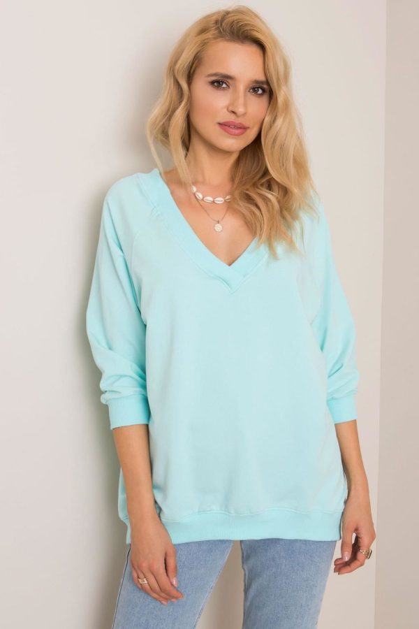 Green Sweatshirt in Sweatshirts For Women with Cotton and Spandex