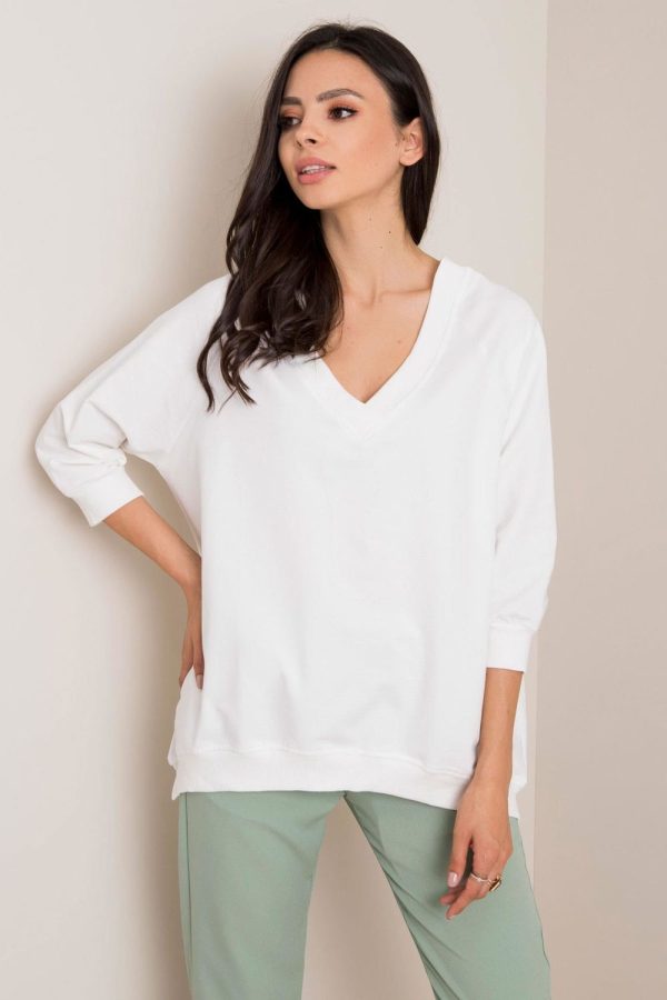 White Sweatshirt in Sweatshirts For Women with Cotton and Spandex