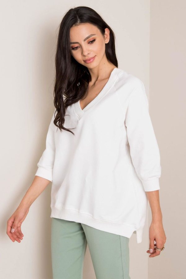 White Sweatshirt in Sweatshirts For Women with Cotton and Spandex