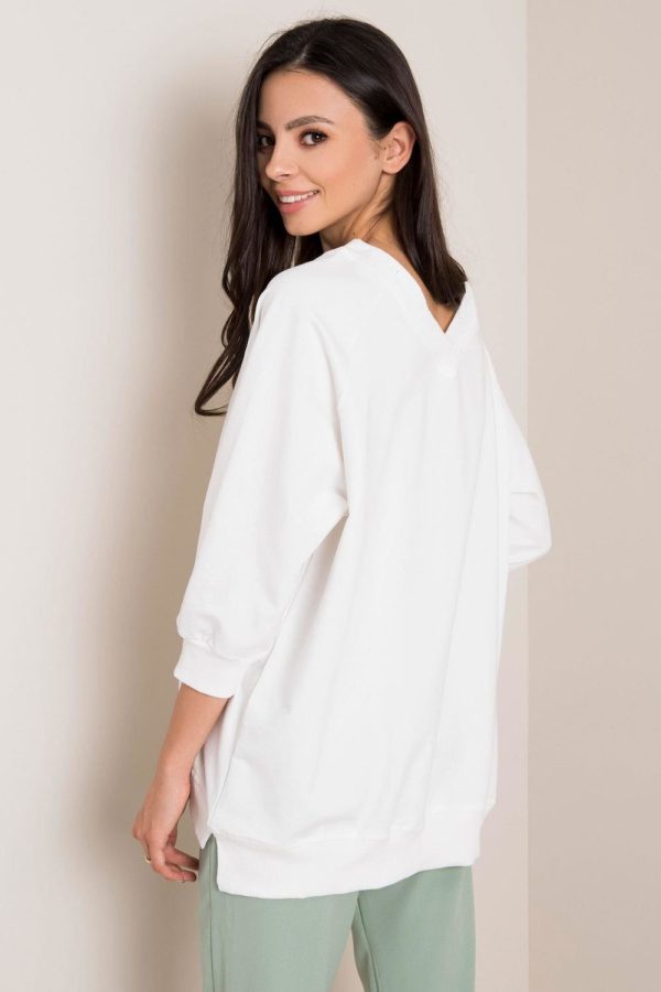 White Sweatshirt in Sweatshirts For Women with Cotton and Spandex
