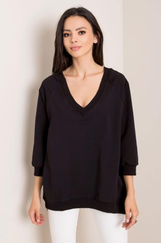 Black Sweatshirt in Sweatshirts For Women with Cotton and Spandex