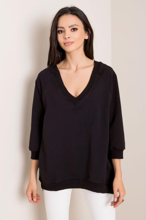 Black Sweatshirt in Sweatshirts For Women with Cotton and Spandex