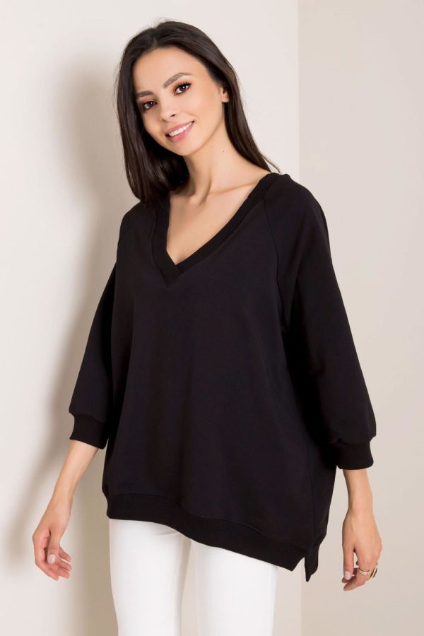 Black Sweatshirt in Sweatshirts For Women with Cotton and Spandex