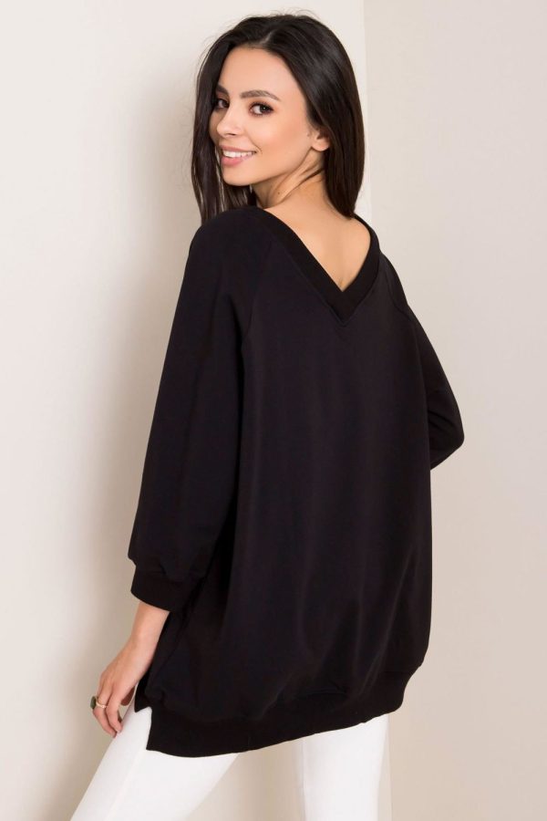 Black Sweatshirt in Sweatshirts For Women with Cotton and Spandex
