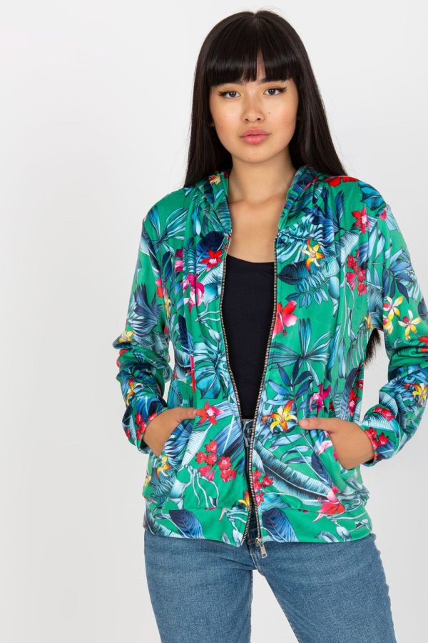 Green Sweatshirt in Sweatshirts For Women with Spandex and Viscose
