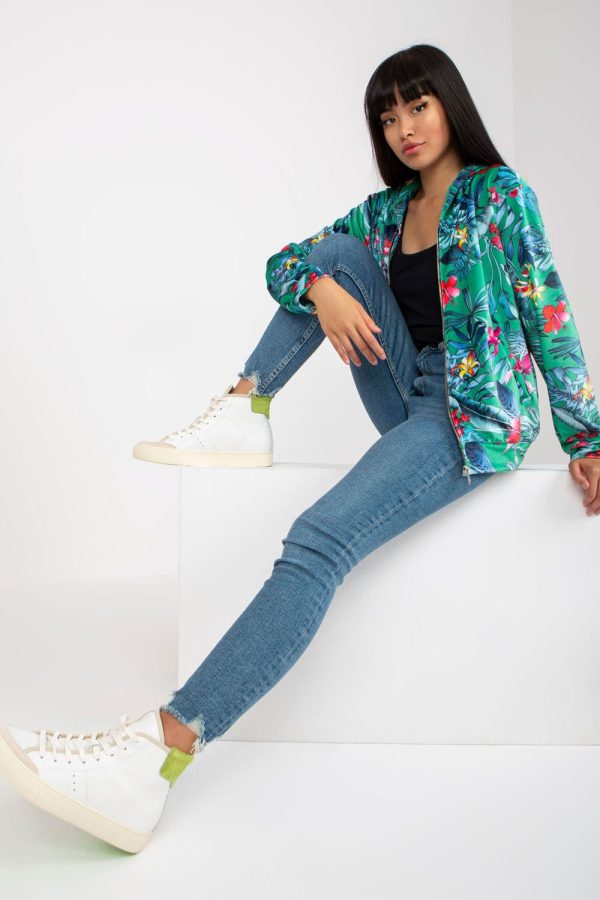 Green Sweatshirt in Sweatshirts For Women with Spandex and Viscose